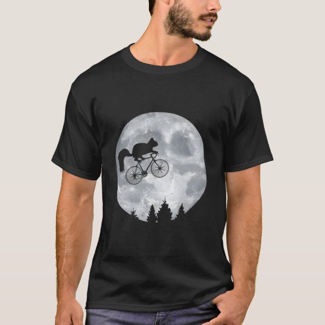 T-shirt Squirrel Riding Moon Bike Halloween Lunar Cycling (Devant)