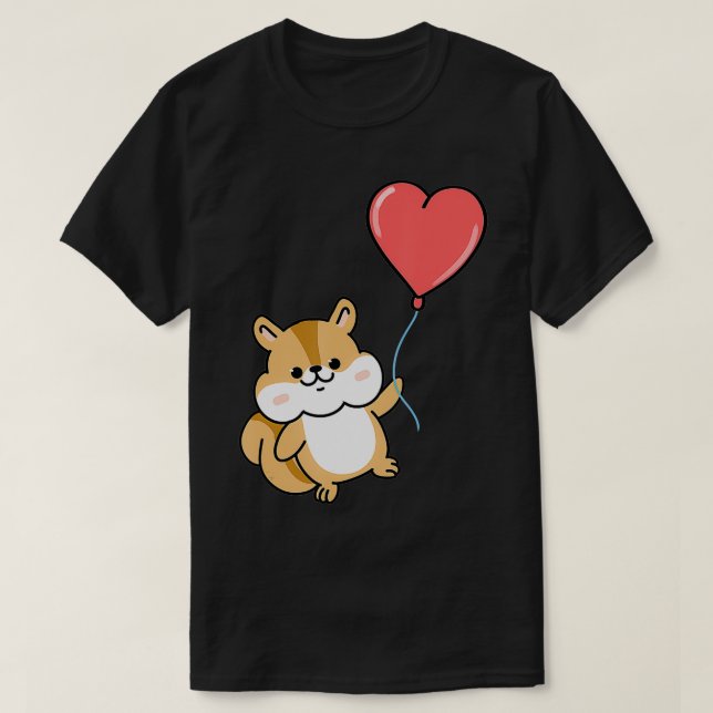 T-shirt Squirrel With Heart Balloon Valentines Day Squirre (Design devant)