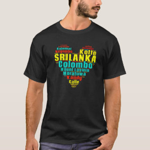 T-shirt Sri Lanka Cities Heart For Srilankan & Fans
