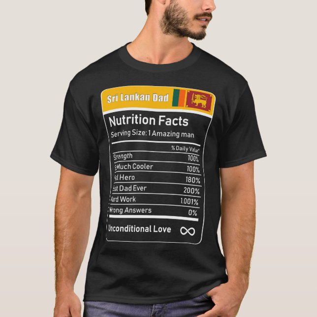 T-shirt Sri Lanka Dad Nutrition Facts Fête des pères Don D (Devant)