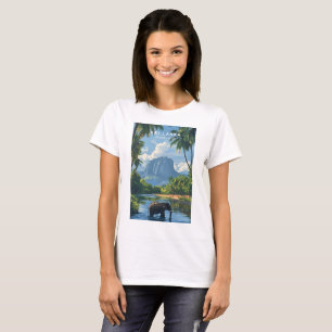 T-shirt Sri Lanka Rivière Jungle Éléphant pour Fem