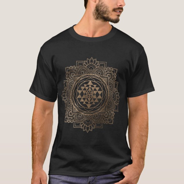 T-shirt Sri Yantra Sri Chakra in golden lotus gift (Devant)
