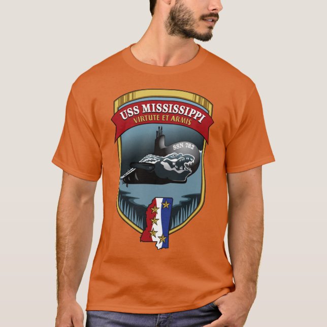 T-shirt SSN782 USS Mississippi Crête (Devant)