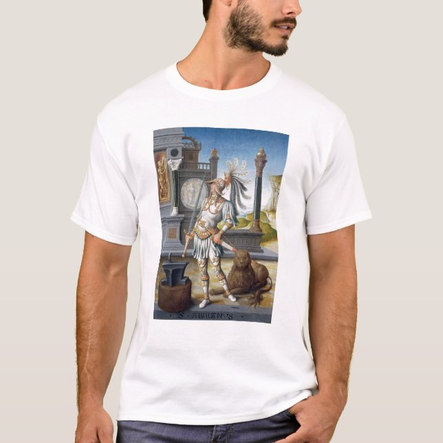 T-shirt St Adrian dans l'armure dans un paysage ouvert (Devant)