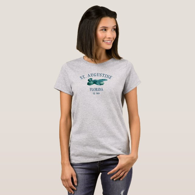 T-shirt St Augustine EST 1565 Tortue de mer de plage (Devant entier)