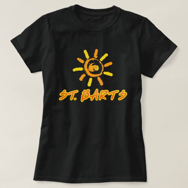 T-shirt St. Barts jaune et orange vif (Design devant)