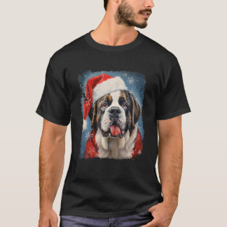 T-shirt St Bernard Christmas Tree Chien Père Noël Cadeaux 