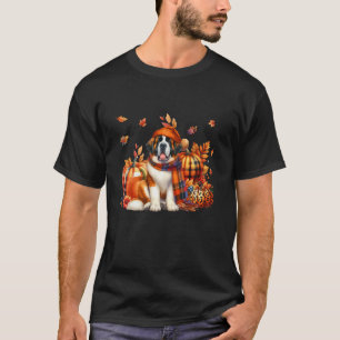 T-shirt St Bernard Thanksgiving Leopard Citrouilles automn