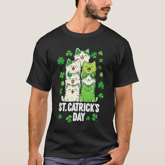 T-shirt St. Catrick's Day - Cute Irish Cat St. Patrick's (Devant)