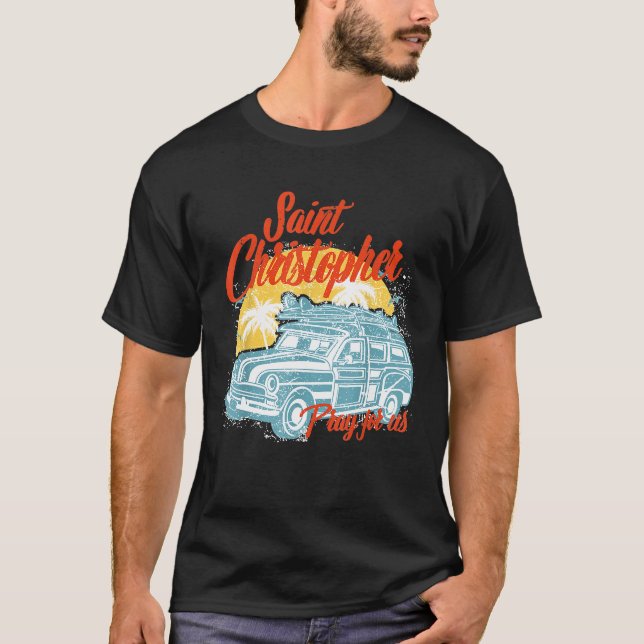 T-shirt St Christopher Surf Patron Saint de surf Cadeaux (Devant)