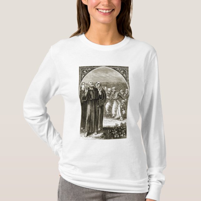 T-shirt St Columba chantant, et attaqué par les druides, (Devant)