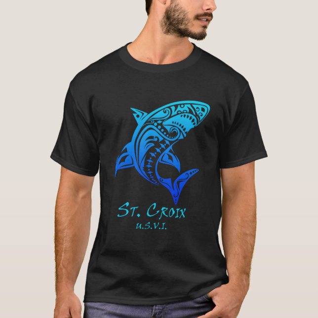 T-shirt St Croix Usvi Tribal Shark Vacation (Devant)