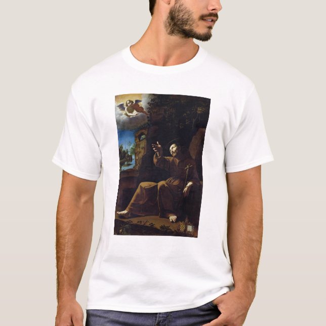 T-shirt St Francis d'Assisi a consolé par un ange (Devant)