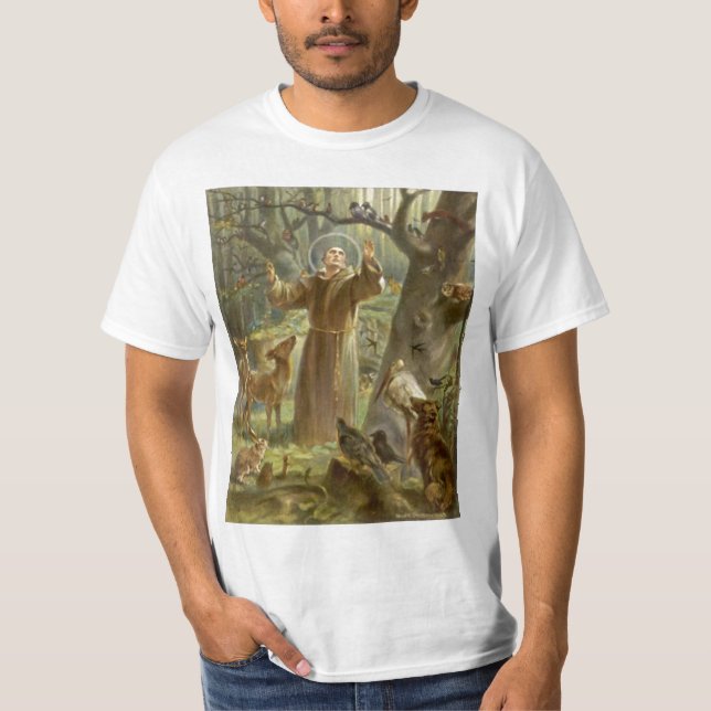 T-shirt St Francis d'Assisi prêchant aux animaux (Devant)
