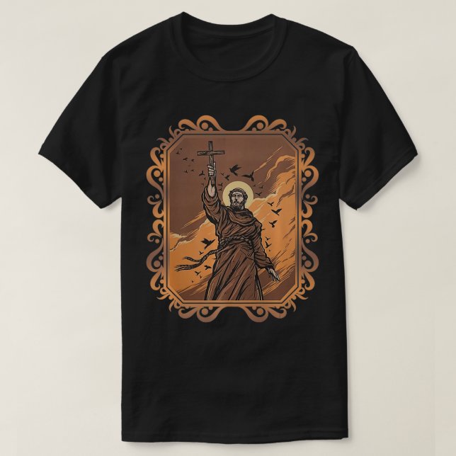 T-shirt St Francis of Assisi Art Patron Saint of Animals C (Design devant)