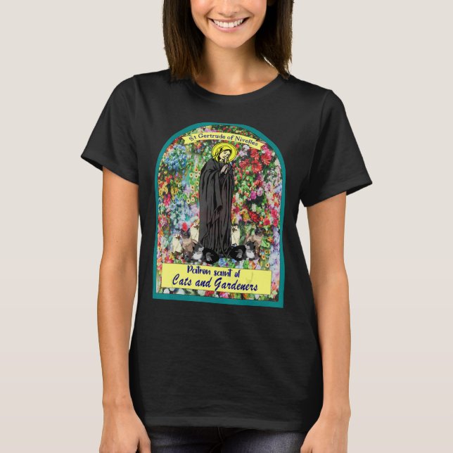 T-shirt St Gertrude Patron Saint des Chats Great Nivelles (Devant)