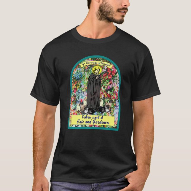 T-shirt St Gertrude Patron Saint des Chats Great Nivelles  (Devant)
