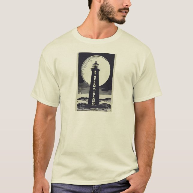 T-shirt St. Helena Island Michigan Lighthouse Moon (Devant)