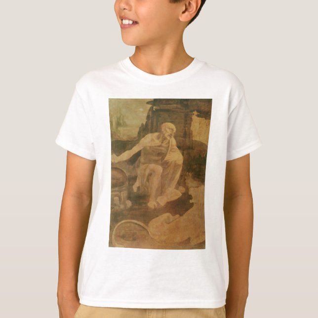 T-shirt St Jerome dans la région sauvage par Leonardo da (Devant)