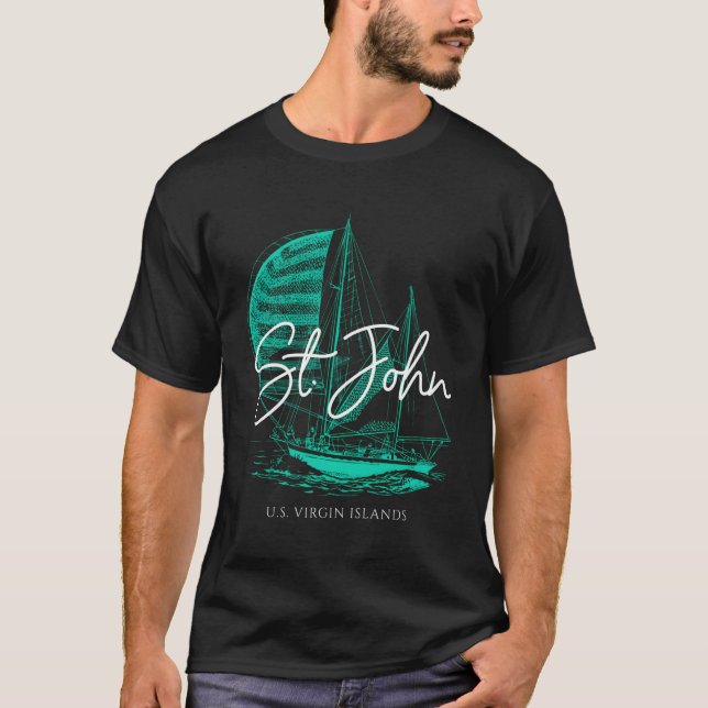 T-shirt St John Us Virgin Islands Voilier (Devant)