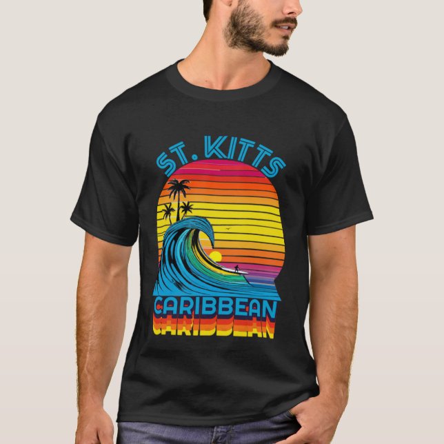 T-shirt St Kitts Caribbean Retro Throwback Surf & Beach So (Devant)