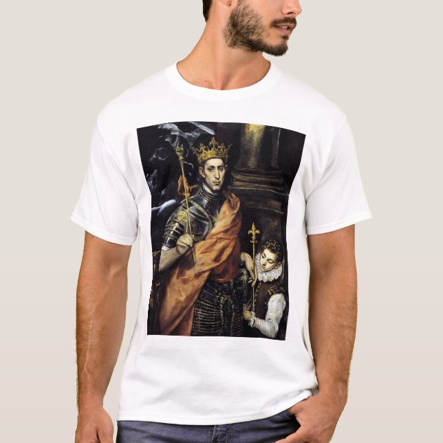 T-shirt St Louis, roi de la France, avec une page (Devant)