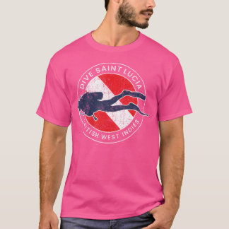 T-shirt St Lucia Plongée Drapeau Plongée Scuba Drapeau Wo