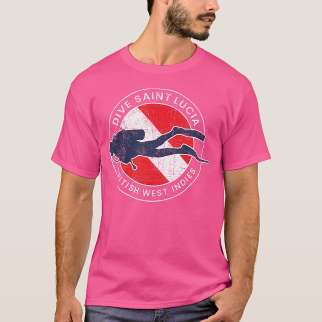 T-shirt St Lucia Plongée Drapeau Plongée Scuba Drapeau Wo (Devant)