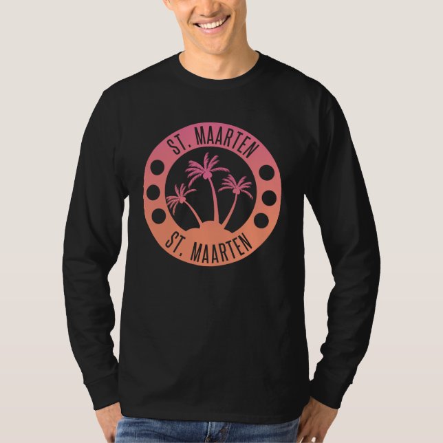 T-shirt St Maarten Rose et Coral Gradient Sint Martin (Devant)