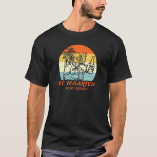 T-shirt St Maarten West Indies Vintage Pirate & Parrot Vac