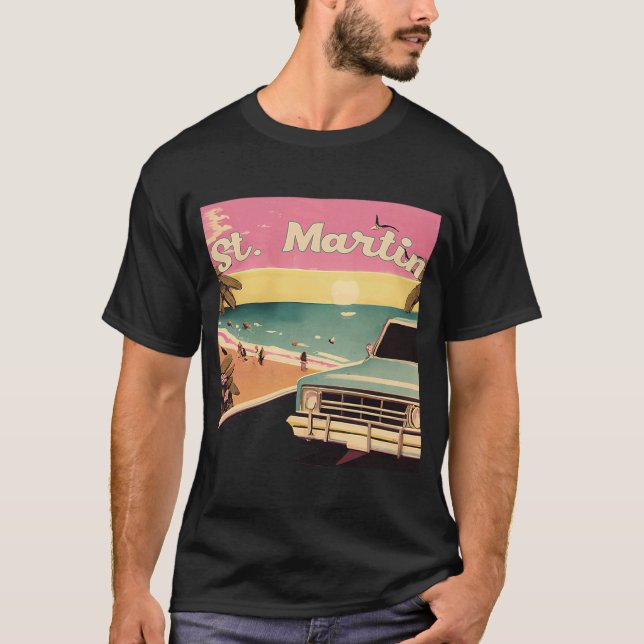 T-shirt St Martin Retro Beach Vacances Souvenir St Martin (Devant)