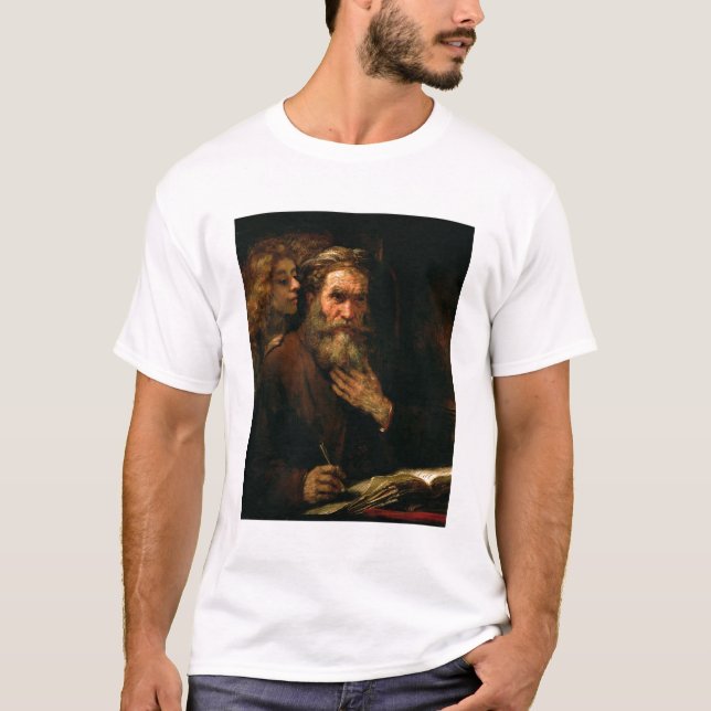 T-shirt St Matthew et l'ange, 1655-60 (huile sur la toile) (Devant)
