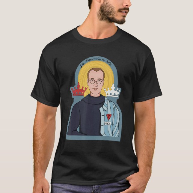T-shirt St Maximilian Kolbe Deux Couronnes Catholique Sain (Devant)
