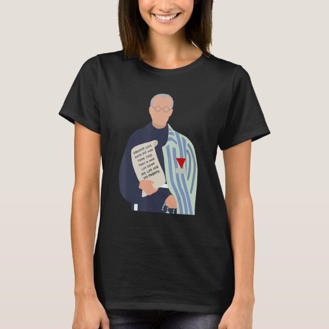 T-shirt St Maximilian Kolbe Deux Couronnes Catholique Sain (Devant)