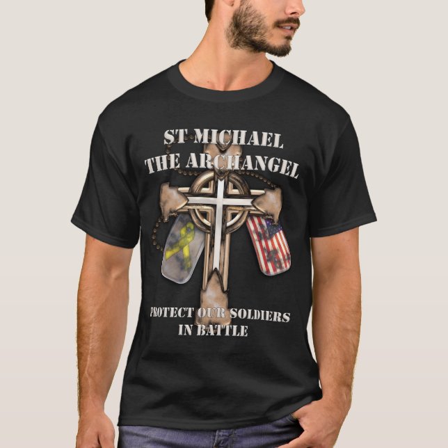 T-shirt St Michael Arkhangel - protégez nos soldats (Devant)