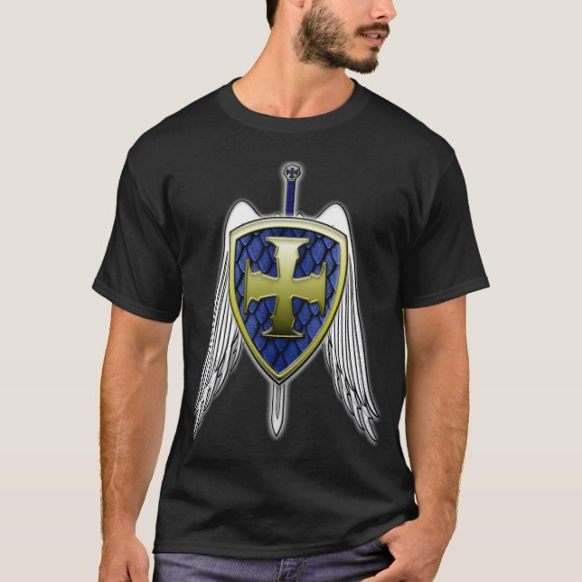 T-shirt St Michael - bouclier d'échelle de dragon (Devant)