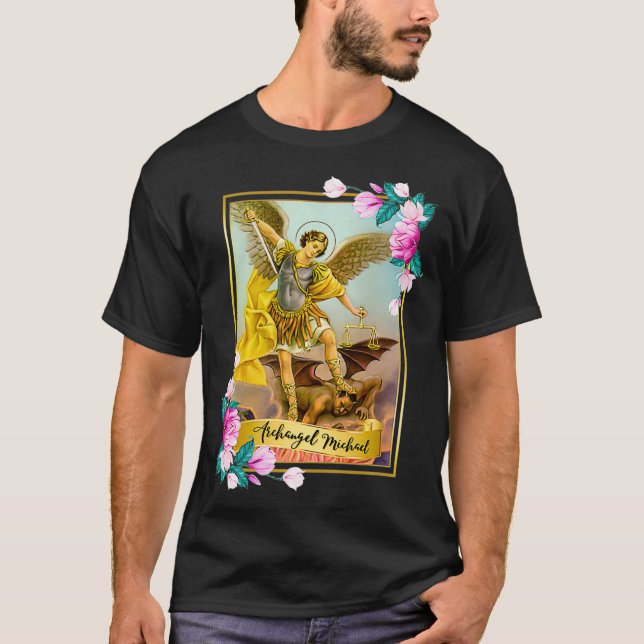 T-shirt St Michael l'Archangel Protecteur Eglise catholiqu (Devant)