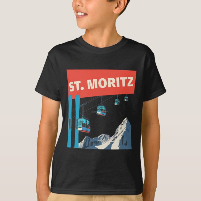 T-shirt St. Moritz Skiing - Retro St. Moritz Ski  (Devant)