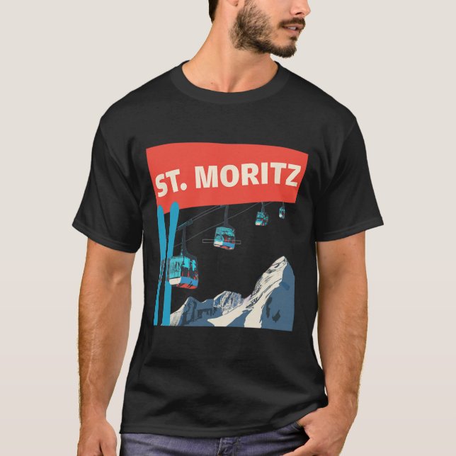 T-shirt St. Moritz Skiing - Retro St. Moritz Ski  (Devant)
