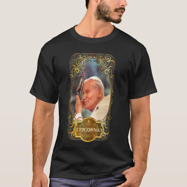 T-shirt St Pape Jean-Paul II Croix catholique Saint polona (Devant)