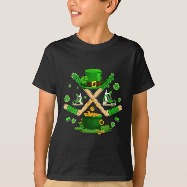 T-shirt St. Patrick#39 ; s Jour Hockey Irlandais garçons S (Devant)