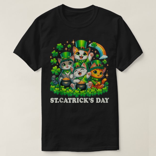 T-shirt St patrick Catricks Day Chats Saint Pattys Femmes  (Design devant)