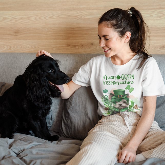 T-shirt St Patrick Cute Dog Moyenne Green Kissing Machine (Créateur téléchargé)