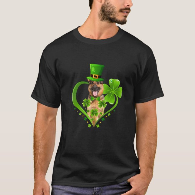 T-shirt St. Patrick Cute Leprechaun German Shepherd Dog Sh (Devant)
