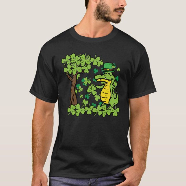T-shirt St Patrick Day Alligator Shamrock Saint Pattys Men (Devant)