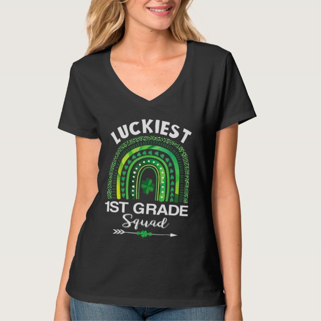 T-shirt St Patrick Day Enseignant Cute Luckiest 1ère class (Devant)