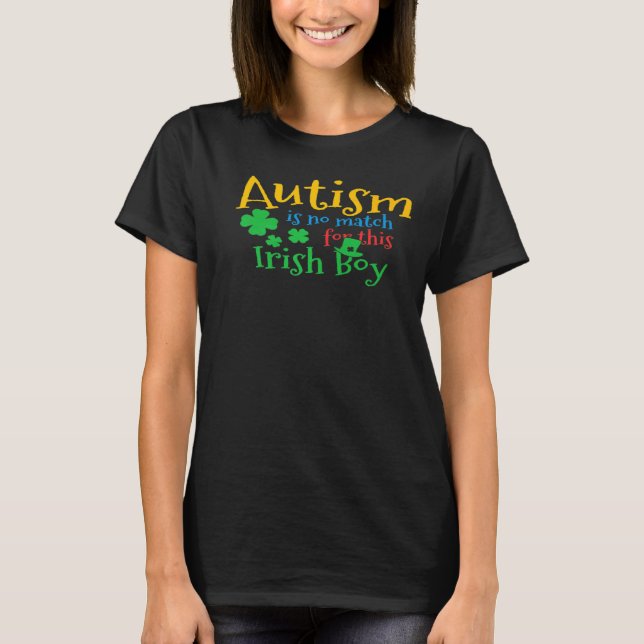 T-shirt St Patrick Day Four Leaf C Leprechaun Autism Aware (Devant)