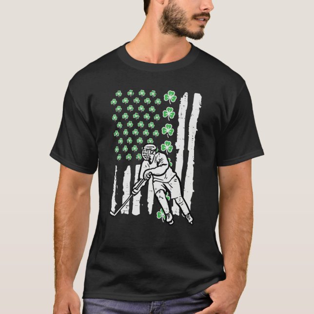 T-shirt St Patrick Day Ice Hockey US Flag Saint Pattys Men (Devant)