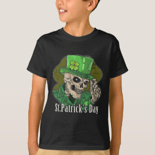 T-shirt St Patrick Day Skeleton Clover Fun Sarcastique