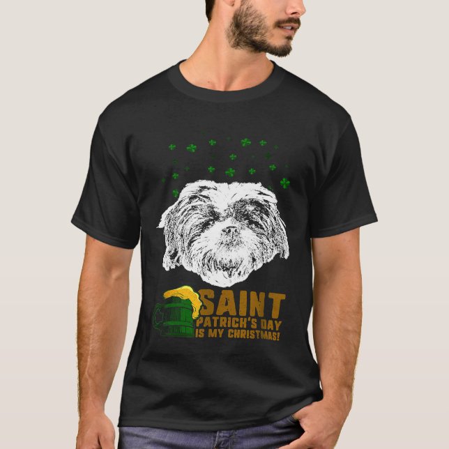 T-shirt St patrick Est Mon Noël Shih Tzu (Devant)